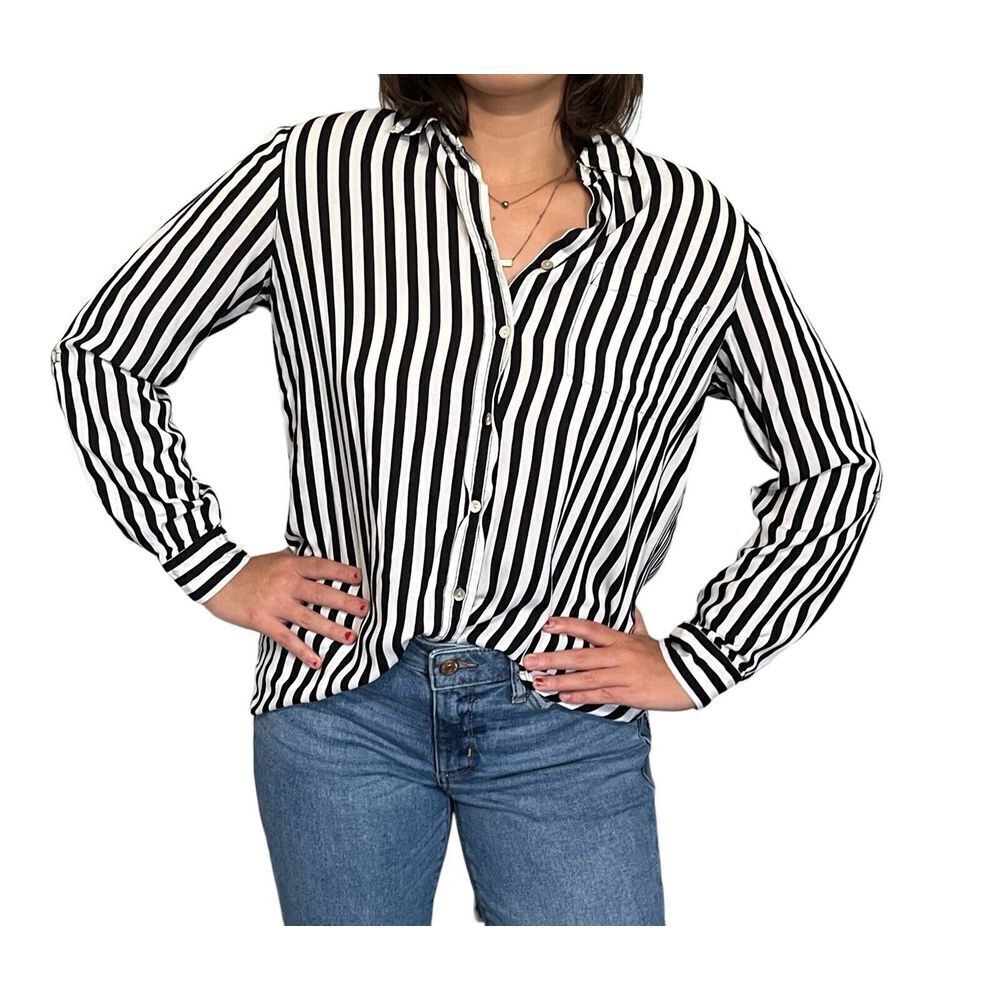 Jane + Delancey Women's‎ Button Down Shirt Long Sleeve Blouse Striped Size Small